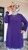 Sandy Kumaş Önü Şifon Kaplama Tunik Ve Sandy Kumaş Pantolon İkili Takım 