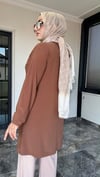 Sandy Kumaş Önü Şifon Kaplama Tunik Ve Sandy Kumaş Pantolon İkili Takım 
