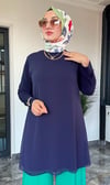 Sandy Kumaş Önü Şifon Kaplama Tunik Ve Sandy Kumaş Pantolon İkili Takım 