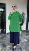 Sandy Kumaş Önü Şifon Kaplama Tunik Ve Sandy Kumaş Pantolon İkili Takım 