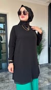Sandy Kumaş Önü Şifon Kaplama Tunik Ve Sandy Kumaş Pantolon İkili Takım 
