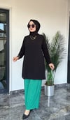 Sandy Kumaş Önü Şifon Kaplama Tunik Ve Sandy Kumaş Pantolon İkili Takım 