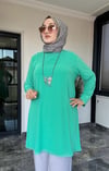 Sandy Kumaş Önü Şifon Kaplama Tunik Ve Sandy Kumaş Pantolon İkili Takım 