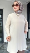 Sandy Kumaş Önü Şifon Kaplama Tunik Ve Sandy Kumaş Pantolon İkili Takım 