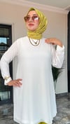 Sandy Kumaş Önü Şifon Kaplama Tunik Ve Sandy Kumaş Pantolon İkili Takım 
