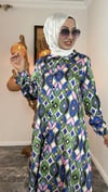 Saten Kumaş Desenli Tunik 