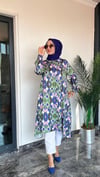 Saten Kumaş Desenli Tunik 