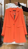 Scuba Krep Kumaş Blazer Ceket Etekli Takım -Orange