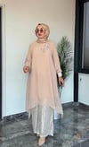 ŞİFON KREP  KUMAŞ VE PAYET KUMAŞ KOMBİNLİ İKİLİ TAKIM 