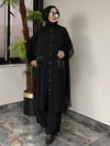 Şifon Kumaş İç Sandy Cep Püskül Aksesuarlı İkili Takım -Siyah