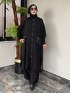 Şifon Kumaş İç Sandy Cep Püskül Aksesuarlı İkili Takım -Siyah