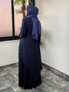 Şifon Kumaş Pilise Detaylı Elbise -Lacivert