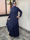 Şifon Kumaş Pilise Detaylı Elbise -Lacivert