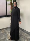 Şifon Kumaş Pilise Detaylı Elbise -Siyah