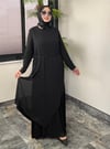Şifon Kumaş Pilise Detaylı Elbise -Siyah