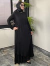 Şifon Kumaş Pilise Detaylı Elbise -Siyah