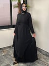 Şifon Kumaş Pilise Detaylı Elbise -Siyah