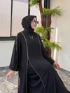 Şifon Kumaş Taş Şerit Detaylı Özel Gün Elbise -Siyah