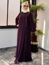 Şifon Kumaş Taş Şerit Detaylı Özel Gün Elbise -Mürdüm