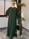 Şifon Kumaş Taş Şerit Detaylı Özel Gün Elbise -Siyah