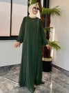 Şifon Kumaş Taş Şerit Detaylı Özel Gün Elbise -Siyah
