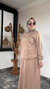 Tensel Cupra Kumaş Ceketlİ Etekli Takım -Vizon