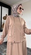 Tensel Cupra Kumaş Ceketlİ Etekli Takım -Vizon