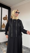 Tensel Cupra Kumaş Ceketlİ Etekli Takım -Siyah