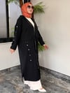 Turkuaz Kumaş Kol Ve Cep Kuşgözü Aksesuarlı Kap -Siyah