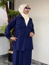 Turkuaz Kumaş Önden Düğmeli Arkası Lase İşlemeli Etekli Takım -Mor