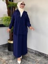 Turkuaz Kumaş Önden Düğmeli Arkası Lase İşlemeli Etekli Takım -Mor