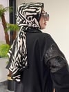 Turkuaz Kumaş Parlak Kumaş Kombinli Ceket Pantolon İkili Takım -Siyah