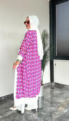 Zara Krep Kumaş Desenli Kimono Ceket Ve İçlik İkili Takım