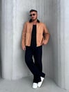 Oversize İçi Kapitone Kot Ceket Tarçın