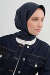 Armine Sura Saf İpek Eşarp Lacivert