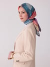 Çok Renkli Çiçek Desen %100 Twill İpek Eşarp 4306 - 84