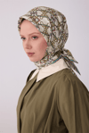 Çok Renkli Klasik Desen %100 Twill İpek Eşarp 4328 - 83