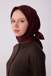 Kırmızı Geometrik Desen %100 Twill İpek Eşarp 4325 - 51