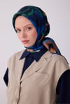 Lacivert Soyut Desen %100 Twill İpek Eşarp 4301 - 84
