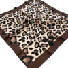Sisley Sura Saf İpek Eşarp Kahverengi Leopar Desen 2034