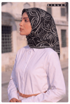 Sisley Sura Saf İpek Eşarp Siyah Çizgi Desen 2040