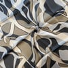 Sisley Sura Saf İpek Eşarp Vizon Geometrik Desen 2035