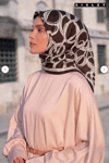 Sisley Twill Saf İpek Eşarp Acı Kahve Soyut Desen 2030