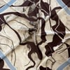 Sisley Twill Saf İpek Eşarp Acı Kahve Karışık Desen 2031