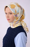 Tivil Saf İpek Eşarp IST 4318 - 83 Sarı Soyut Çizgi Desen