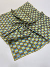 Yeşil Geometrik Desen %100 Twill İpek Eşarp 4302 - 52