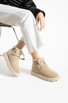 Kadın Bot & Bootie Hakiki Deri Bej Kısa Topuklu Casual/Günlük