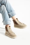 Kadın Bot & Bootie Hakiki Deri Bej Kısa Topuklu Casual/Günlük