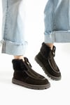 Kadın Bot & Bootie Hakiki Deri Kahverengi Kısa Topuklu Casual/Günlük