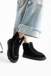 Kadın Bot & Bootie Hakiki Deri Siyah Kısa Topuklu Casual/Günlük